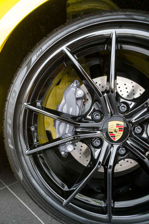 KUALA LUMPUR, MALAYSIA - AUGUST 19, 2017: Porsche 718 Cayman at the showroom in Kuala Lumpur Malaysiaのeditorial素材