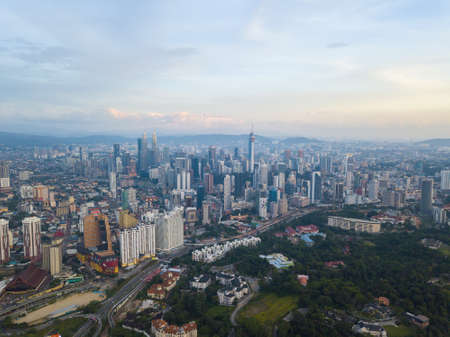 KUALA LUMPUR, MALAYSIA - MARCH 11, 2018: Aerial view of Kuala Lumpur metropolitan cityのeditorial素材