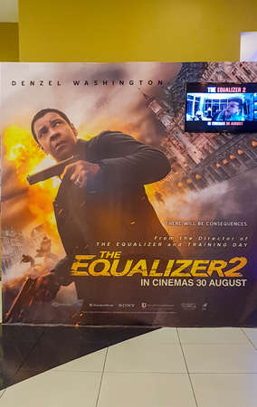 KUALA LUMPUR, MALAYSIA - AUGUST 19, 2018: The Equalizer 2 movie poster, the movie starring Denzel...