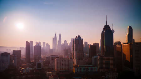 KUALA LUMPUR, MALAYSIA - SEPTEMBER 22, 2018: Colorful and dramatic sky during golden hours at Kuala Lumpur, Malaysia.のeditorial素材