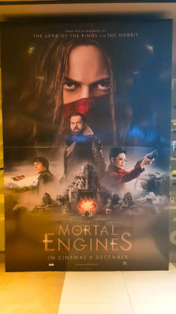KUALA LUMPUR, MALAYSIA - NOVEMBER 30, 2018: Mortal Engines movie poster. The movie is about cities ride on wheels consuming each other to surviveのeditorial素材