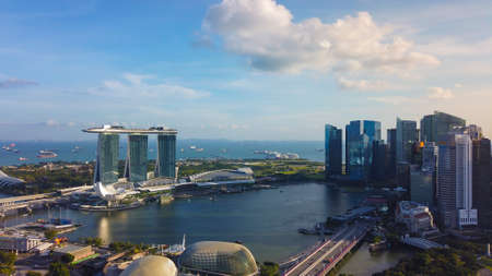 SINGAPORE - JANUARY 12, 2019: Landscape of Singapore business building around Marina bay.のeditorial素材