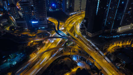 KUALA LUMPUR, MALAYSIA - JANUARY 5, 2019: Aerial photo of Highway and Traffics at Kuala Lumpur,...