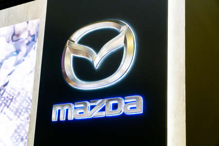 SINGAPORE - JANUARY 12, 2019: Mazda logo at the Singapore Motorshow
