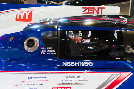 KUALA LUMPUR, MALAYSIA - NOVEMBER 23, 2018: Sticker and decal from Toyota TS050 Hybrid at the Kuala...