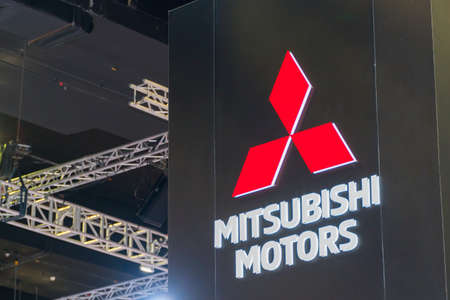 KUALA LUMPUR, MALAYSIA - NOVEMBER 23, 2018: Mitsubishi Motors logo at Kuala Lumpur Motor Showのeditorial素材