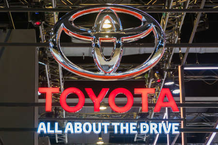 KUALA LUMPUR, MALAYSIA - NOVEMBER 23, 2018: Toyota Logo at Kuala Lumpur Motor Showのeditorial素材