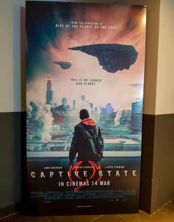 KUALA LUMPUR, MALAYSIA - MARCH 20, 2019: Captitve State movie poster. This movie is about extra-terrestrial conflictのeditorial素材