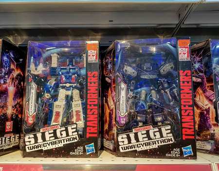 KUALA LUMPUR, MALAYSIA - MARCH 22, 2019: The Transformers toys at the toy shelf