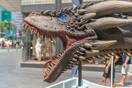 KUALA LUMPUR, MALAYSIA - APRIL 19, 2019: Dragon replica from Game of Thrones during roadshow at Kuala Lumpur, Malaysia. Game of Thrones is an American fantasy drama television series created for HBOのeditorial素材