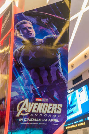 KUALA LUMPUR, MALAYSIA - APRIL 19, 2019: Captain America from The Avengers Endgame movie wall bannerのeditorial素材