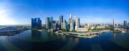 Panoramic Aerial view of Singapore cityscape in the morningのeditorial素材