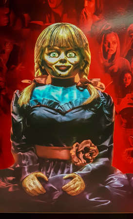 KUALA LUMPUR, MALAYSIA - JULY 4, 2019: Annabelle movie poster, Annabelle is a 2014 American supernatural horror film prequel of The Conjuringのeditorial素材
