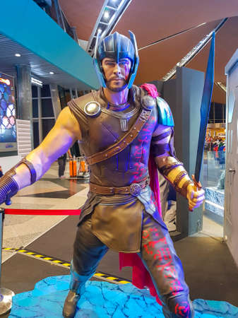 KUALA LUMPUR, MALAYSIA - MAY 6, 2019: Thor statue from Avengers Endgame. The Avengers, is a American superhero film based on the Marvel Comics superhero team produced by Marvel Studiosのeditorial素材
