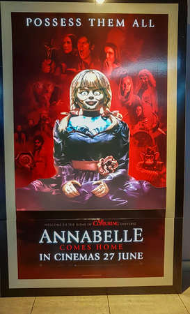 KUALA LUMPUR, MALAYSIA - JULY 4, 2019: Annabelle movie poster, Annabelle is a 2014 American supernatural horror film prequel of The Conjuringのeditorial素材