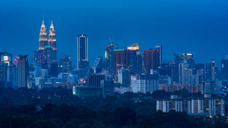 KUALA LUMPUR, MALAYSIA - JUNE 21, 2019: Beautiful cityscape at Kuala Lumpur, Malaysia during sunset
