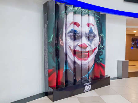 KUALA LUMPUR, MALAYSIA - OCTOBER 7, 2019: Joker movie poster, is a 2019 American psychological thriller film directed by Todd Phillips based on DC comics character starring Joaquin Phoenixのeditorial素材