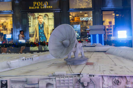 KUALA LUMPUR, MALAYSIA - NOVEMBER 23, 2019: Close-up detail of Millenium Falcon from Star Wars The Rise of Skywalker. This is a road show for promotion new Starwars movieのeditorial素材