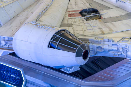 KUALA LUMPUR, MALAYSIA - NOVEMBER 23, 2019: Close-up detail of Millenium Falcon from Star Wars The...