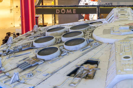 KUALA LUMPUR, MALAYSIA - NOVEMBER 23, 2019: Close-up detail of Millenium Falcon from Star Wars The Rise of Skywalker. This is a road show for promotion new Starwars movieのeditorial素材