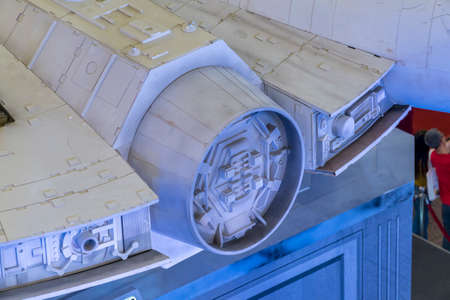 KUALA LUMPUR, MALAYSIA - NOVEMBER 23, 2019: Close-up detail of Millenium Falcon from Star Wars The...