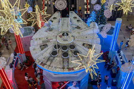 KUALA LUMPUR, MALAYSIA - NOVEMBER 23, 2019: Millenium Falcon from Star Wars The Rise of Skywalker. This is a road show for promotion new Starwars movieのeditorial素材