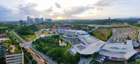 JOHOR, MALAYSIA - DECEMBER 27, 2019: Panoramic view of Legoland Malaysia during sunset hours