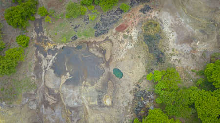 Volcanic opening at Lembata Island Indonesia. The opening releases hot steam and larva when erupted