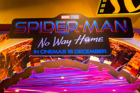 KUALA LUMPUR, MALAYSIA - DEC 7, 2021: Spider-man No Way Home movie poster, This movie featuring...