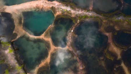 Nature environment Tadom Hill beautiful crystal clear emerald pool during sunriseの写真素材