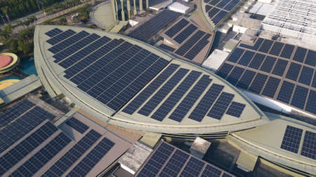 Arrangement of Solar Panels outdoor Alternative source of electricity. Solar farmの写真素材