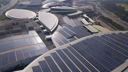 Arrangement of Solar Panels outdoor Alternative source of electricity. Solar farm