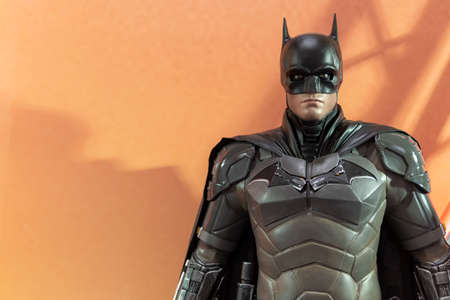 KUALA LUMPUR, MALAYSIA - MARCH 9, 2022: Statue of Batman from The Batman. This is a road show...