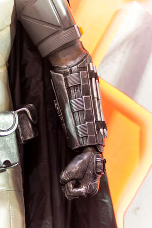 KUALA LUMPUR, MALAYSIA - MARCH 9, 2022: Close-up of gauntlet from The Batman. This is a road show...