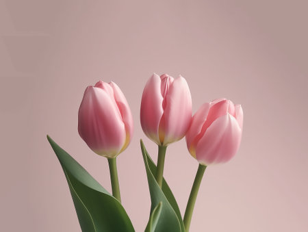 Pink tulips spring flower background Symbols of love for Happy Women's, Mother's, Valentine's Day, birthday, copy space,の素材