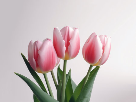 Pink tulips spring flower background Symbols of love for Happy Women's, Mother's, Valentine's Day, birthday, copy space,の素材