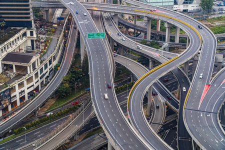 Kuala Lumpur, Malaysia - March 26, 2023 - Dash Highway ( Damansara Shah Alam Elevated Highway) Multilevel highway structure The Most Complicated Interchange in Southeast Asiaのeditorial素材