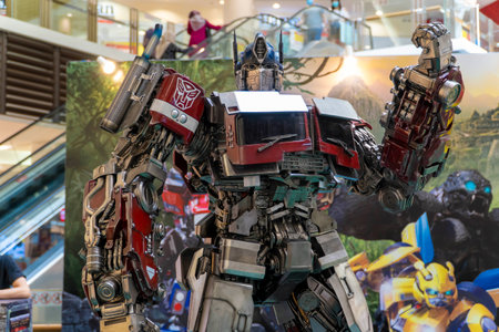 Kuala Lumpur, Malysia - June 2, 2023: Statue replica of Optimus Prime from Rise of the Beast Movie. This movie is a prequel from previous Transformers movieのeditorial素材