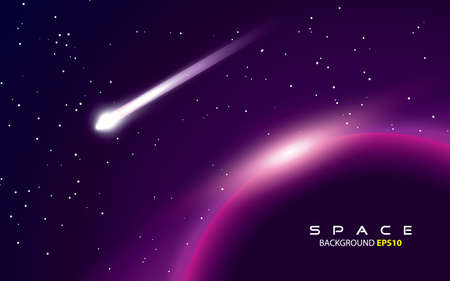 Purple light space background with meteorのイラスト素材
