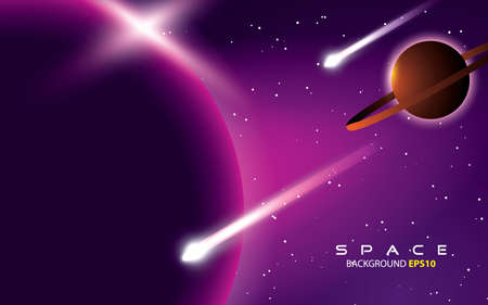 Purple light space background with meteorのイラスト素材