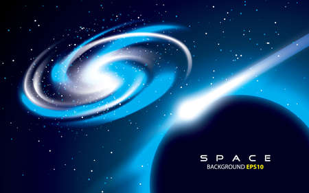 blue light space background with meteorのイラスト素材