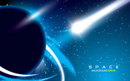 blue light space background with meteorのイラスト素材