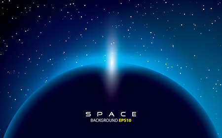 blue light space background with planetのイラスト素材