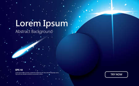 blue space background with meteorのイラスト素材