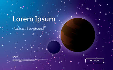 space background vector. Red and blue sky with planets and meteor.のイラスト素材