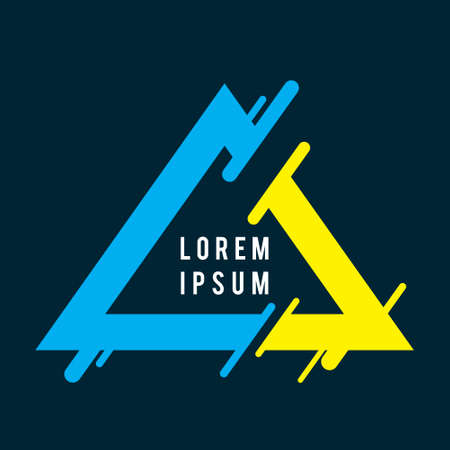 Dynamic blue and yellow triangle frame style geometric vector