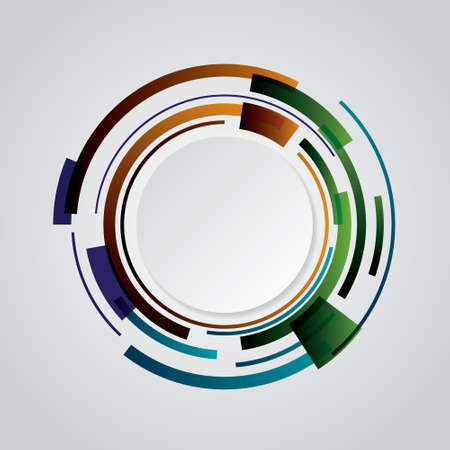 Abstract colored technological background with various technological elementsのイラスト素材