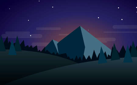 Night mountain landscape vector illustrationのイラスト素材