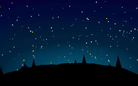Beautiful stary night landscape vector illustrationのイラスト素材