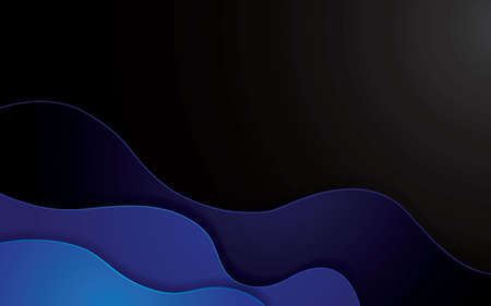 Blue abstract papercut geometric background. Decoration papercut with wavy layers.